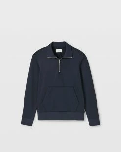 Cheap 😀 Club Monaco Men Tech Terry Mock Quarter-Zip 👕 Shirt Navy Blue ❤️ -Club Monaco Online Shop cm 1465943 alternate4
