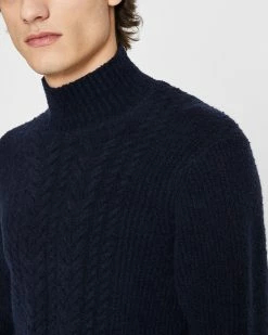 Deals 😍 Club Monaco Men Bouclé Cable Sweater Navy Solid 🧨 -Club Monaco Online Shop cm 1465957 alternate2