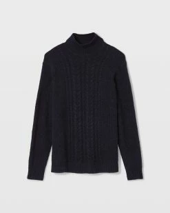Deals 😍 Club Monaco Men Bouclé Cable Sweater Navy Solid 🧨 -Club Monaco Online Shop cm 1465957 alternate4