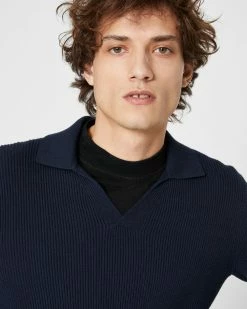 Discount 🔥 Club Monaco Men Ribbed Johnny Collar Sweater Navy 🤩 -Club Monaco Online Shop cm 1465959 alternate2
