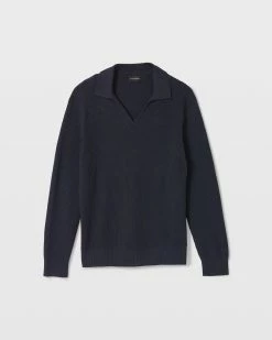 Discount 🔥 Club Monaco Men Ribbed Johnny Collar Sweater Navy 🤩 -Club Monaco Online Shop cm 1465959 alternate4