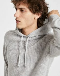 Hot Sale 🎁 Club Monaco Men Textured Cashmere Hoodie Light Heather Grey ✨ -Club Monaco Online Shop cm 1465962 alternate2