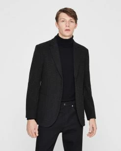 Coupon ⌛ Club Monaco Men Plaid City Blazer Black Plaid ⭐