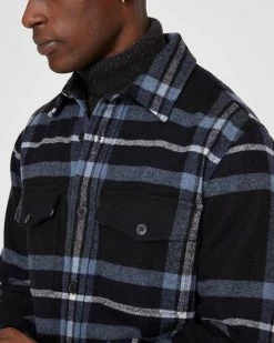 New 🔥 Club Monaco Men Long Sleeve Cozy Plaid Overshirt Black Multi 🧨 -Club Monaco Online Shop cm 1466263 alternate2