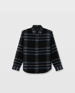 New 🔥 Club Monaco Men Long Sleeve Cozy Plaid Overshirt Black Multi 🧨 -Club Monaco Online Shop cm 1466263 alternate4